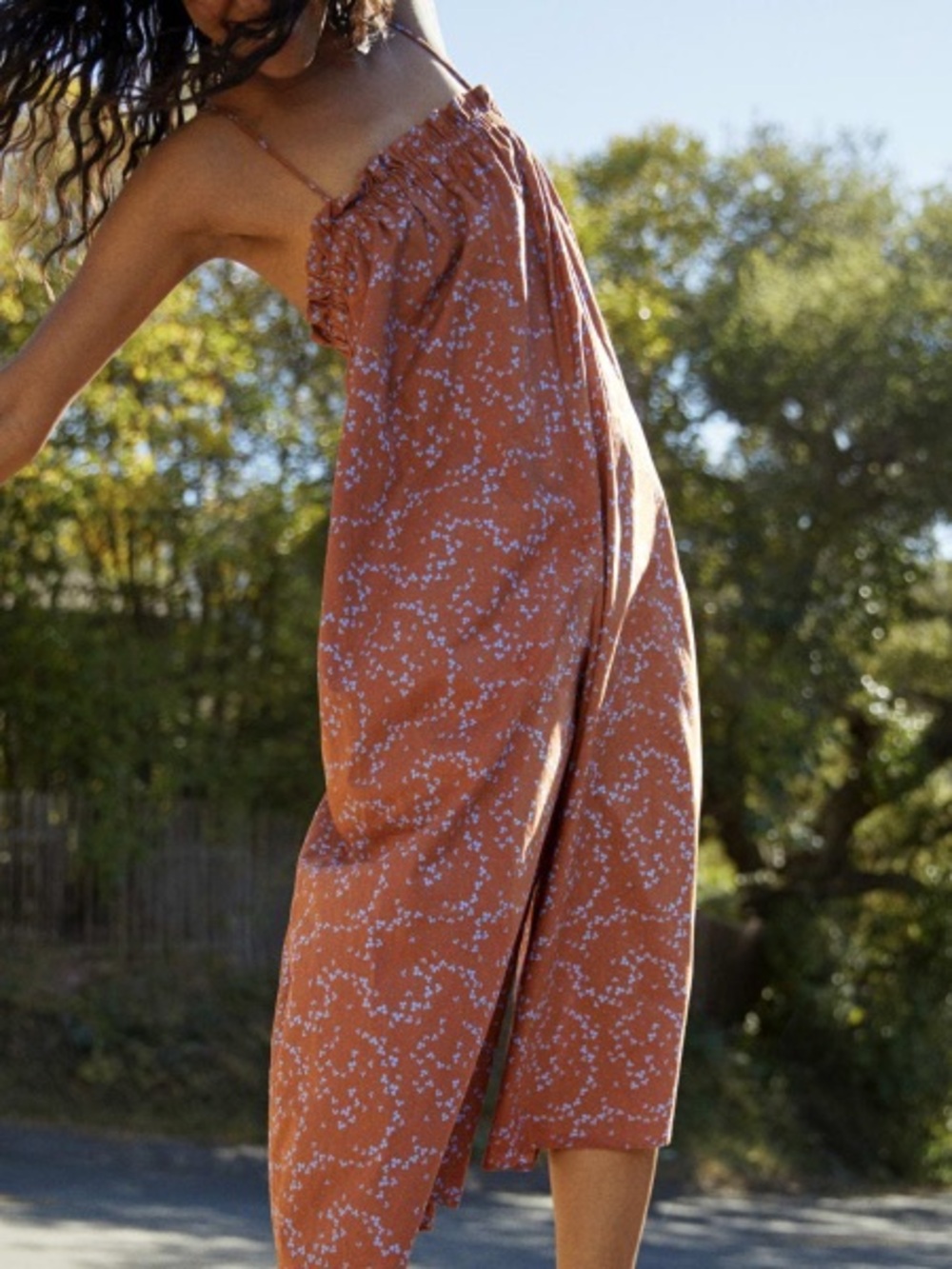 EVERLANE The Flowy Jumpsuit Size XS Brow & Blue